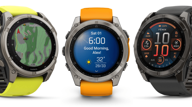 Garmin Fenix 8 vooraanzicht en kleuren